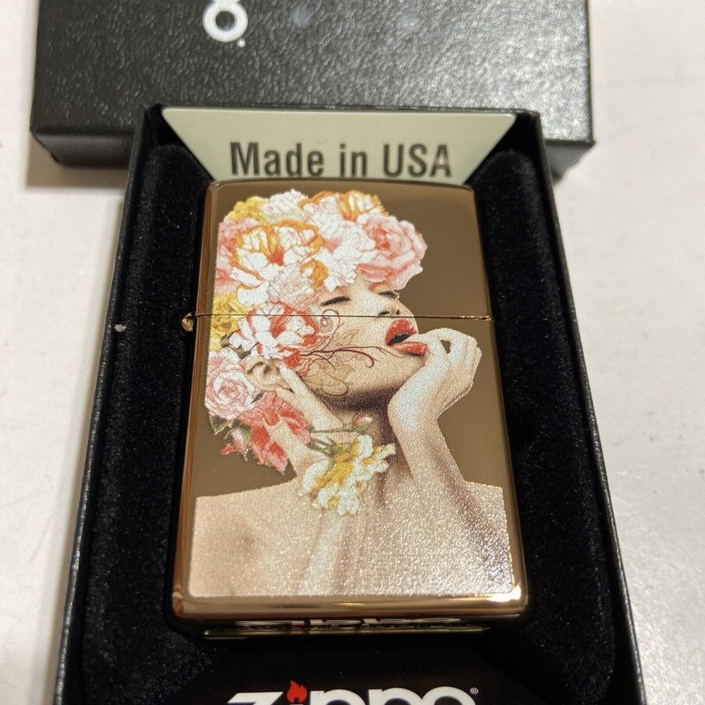 Sharp Rose Gold Floral Asian Flower Girl Zippo